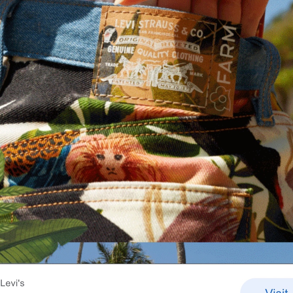Levi’s X Farm Rio NWT cropped tropical jeans 26 - Picture 12 of 12